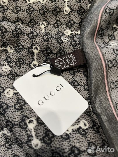 Платок шерстяной Gucci серый тонкий