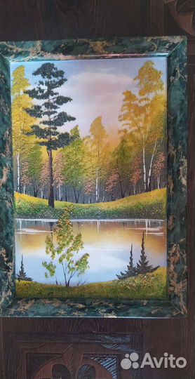 Картина из натурального камня мрамор малахит