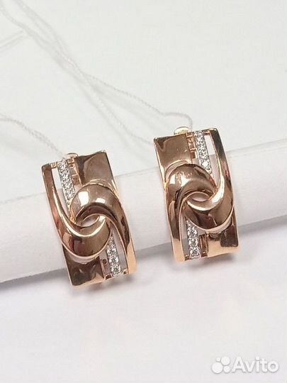 Золотые серьги с фианитом