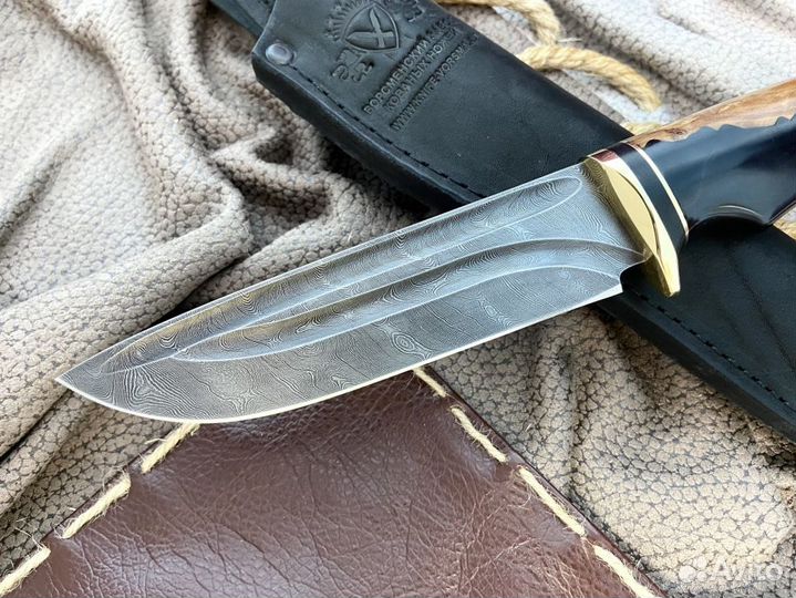 Нож Барракуда дамаск - долы, рукоять композит каре