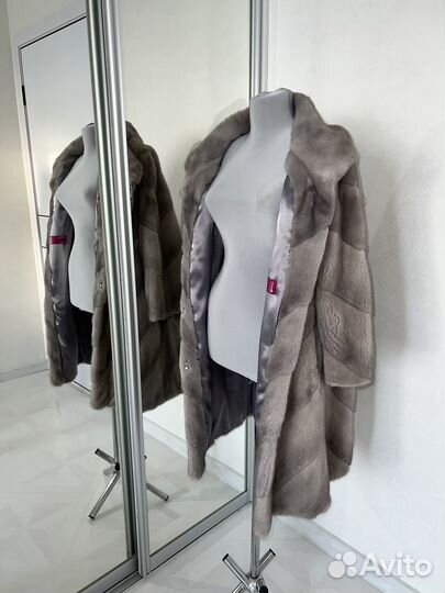 Шуба норковая Голубая Серая Кимоно Kopenhagen Fur