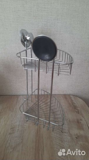 Угловая полка для ванной на присосках