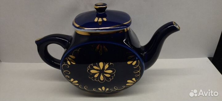 Чайник заварочный 600мл.кобальт, позолота гжель