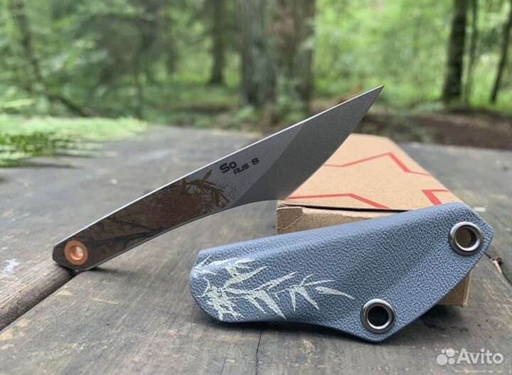 Скелетный нож N.C.Custom Koi Grey, битбласт серый