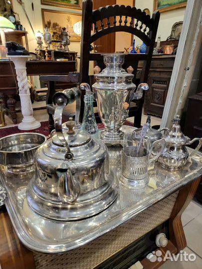 Самовары.графины,рюмки,часы,иконы Антиквариат