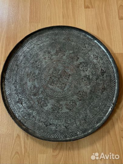 Поднос старинный медный