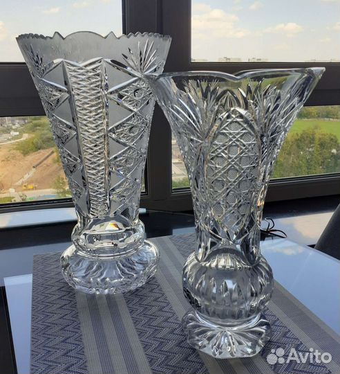 Хрустальные вазы, 6 штук
