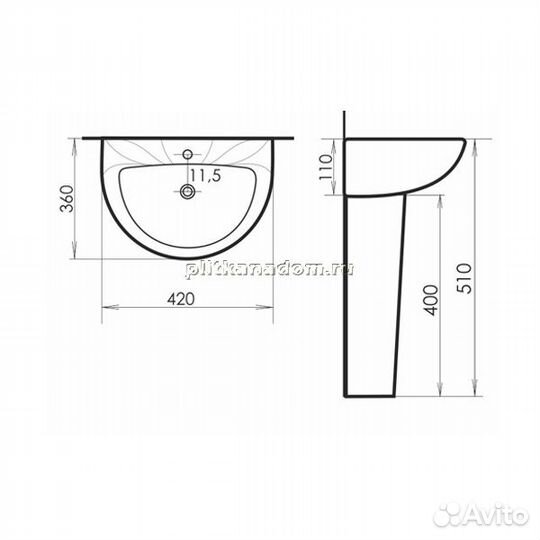 Comforty Комплект детский (голубой): раковина 0991B с донным клапаном DK-02L + пьедестал P0991B + см