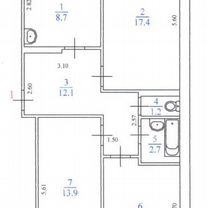 Комната 31,3 м² в 3-к., 1/5 эт.