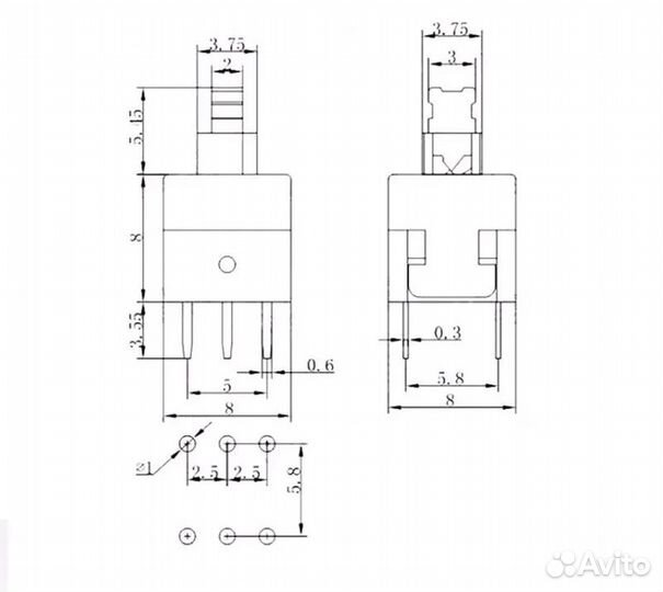 Кнопка переключатель с фиксацией (8х8мм)
