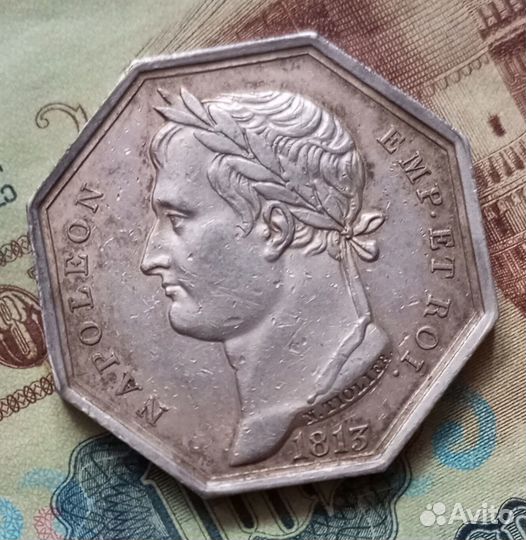 Жетон серебро 1813 года Наполеон Бонапарт. Совет с