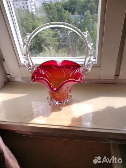 Ваза конфетница цветное стекло