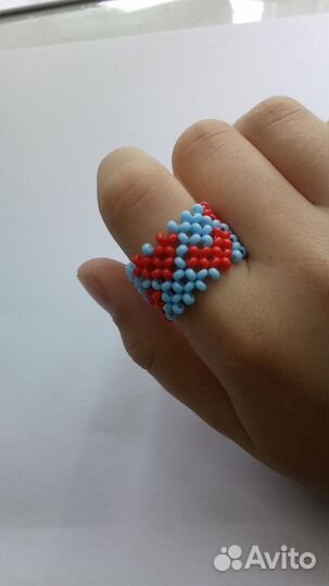 Кольцо из бисера в 4 ряда