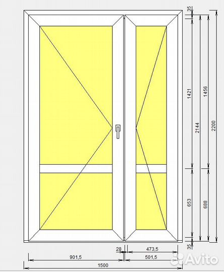 Двери штульповые пвх