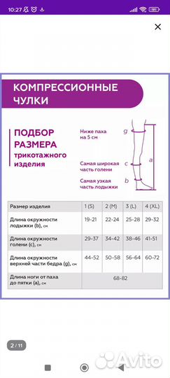 Компрессионные чулки 2 класс размер 2 М