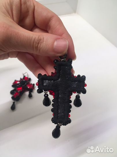 Серьги кресты серебро