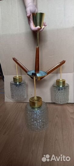 Винтажная советская люстра 3-х рожковая