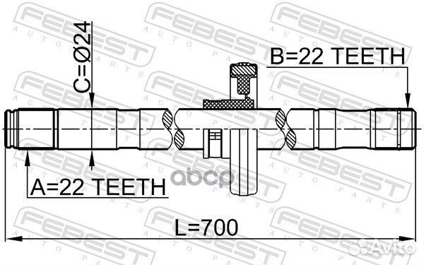 Полуось правая 22x700x22 (nissan almera B10RS