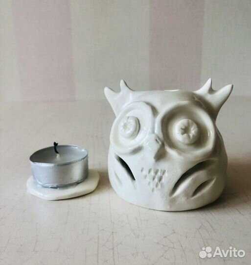 Подсвечник - сова филин (керамика), статуэтка