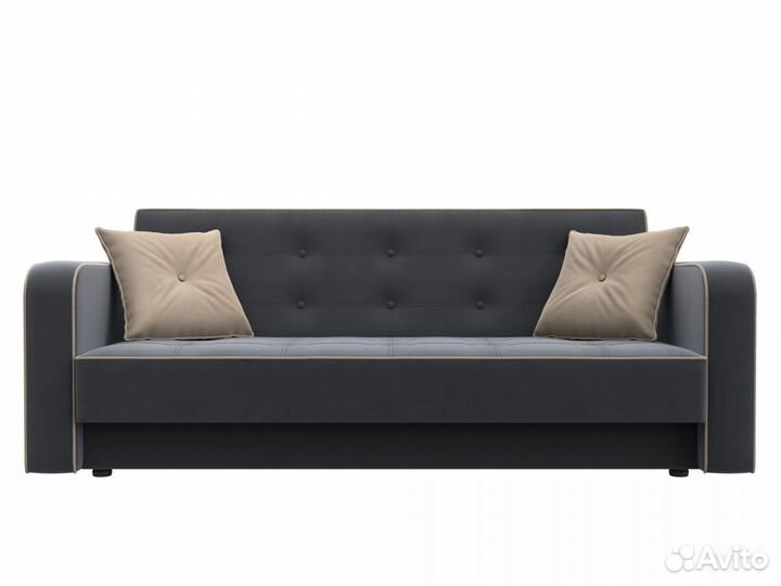 Диван-книжка Тур, велюр, серый, бежевый, бежевый