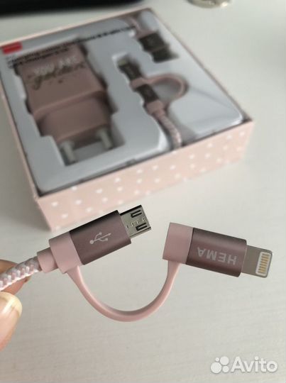 Зарядное устройство 2 в 1 iPhone,micro usb