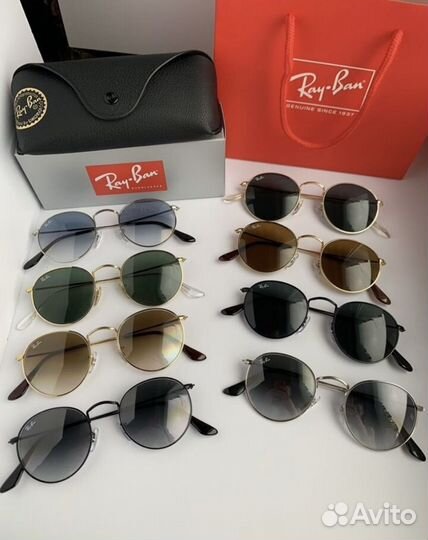 Очки ray ban round metal пепельные
