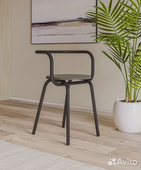 Стул черный дерево металл в кафе/бар/пекарню