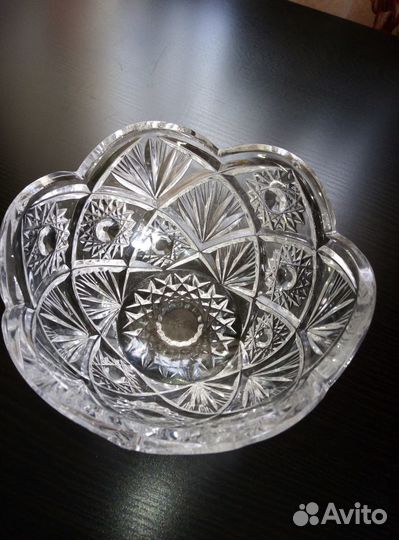 Ваза салатница хрусталь СССР хрусталь богемия