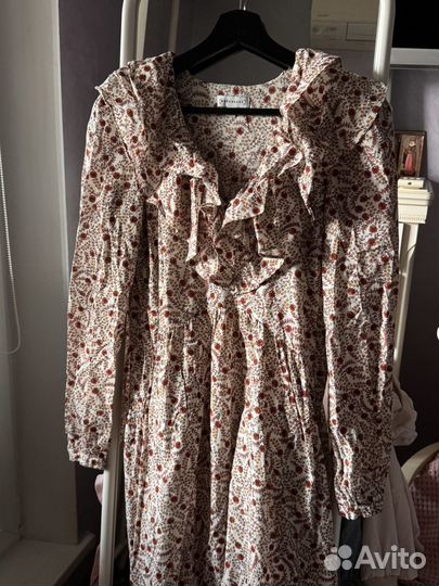 Платье с принтом хлопок макси