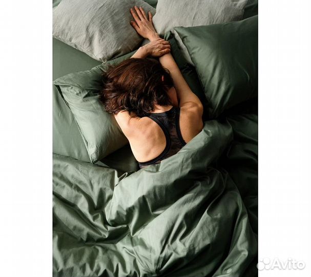 Простынь GoodNight Трикотаж 160х200х20 Олива на ре