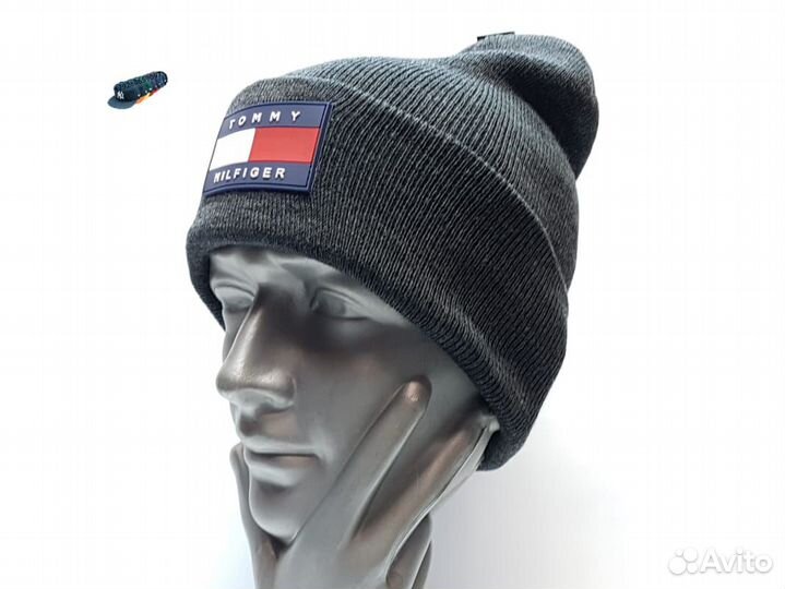 Шапка Tommy Hilfiger flap (серый)