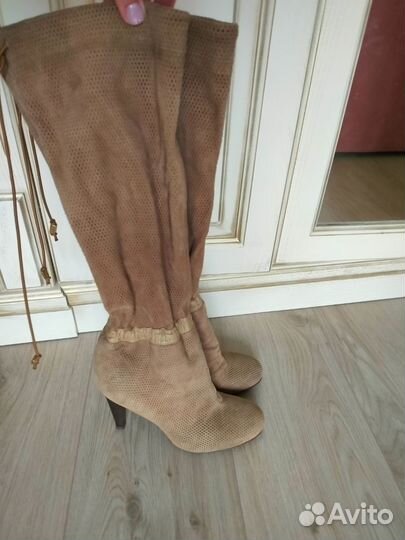 Сапоги летние натуральная замша