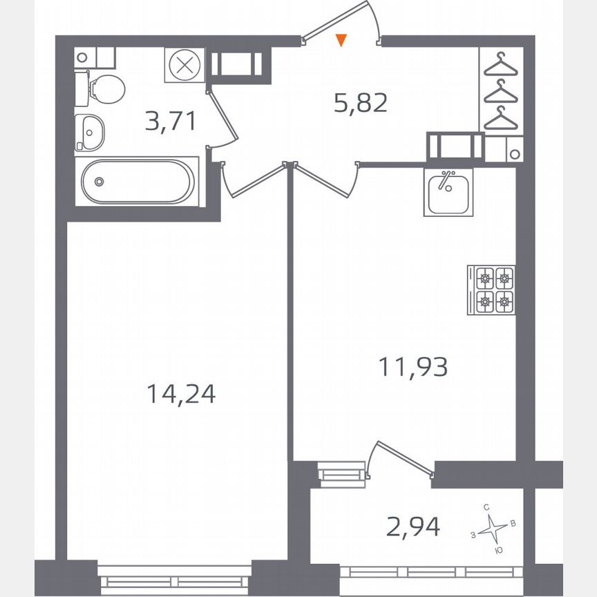 1-к. квартира, 37,2 м², 7/15 эт.