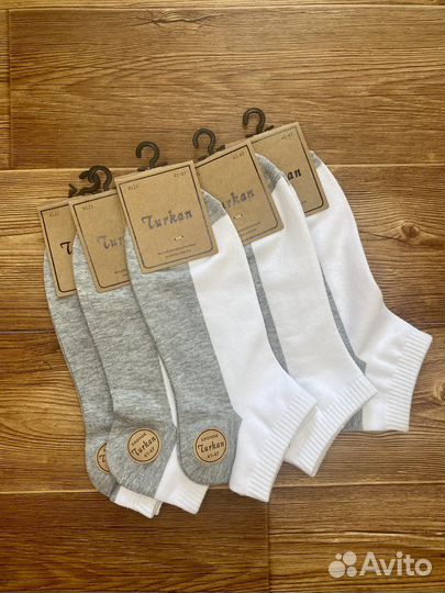 Носки белые с серым Turkan 5 пар (р 41-47 )