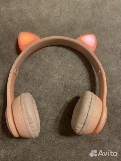 Детские беспроводные наушники с ушками кошки