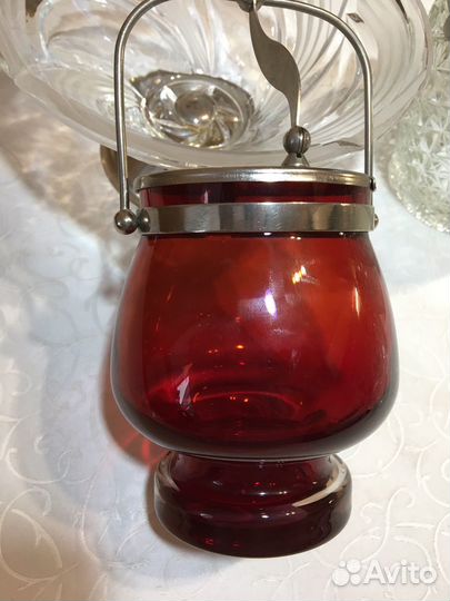 Сахарница стекло СССР хрусталь конфетница 60-е