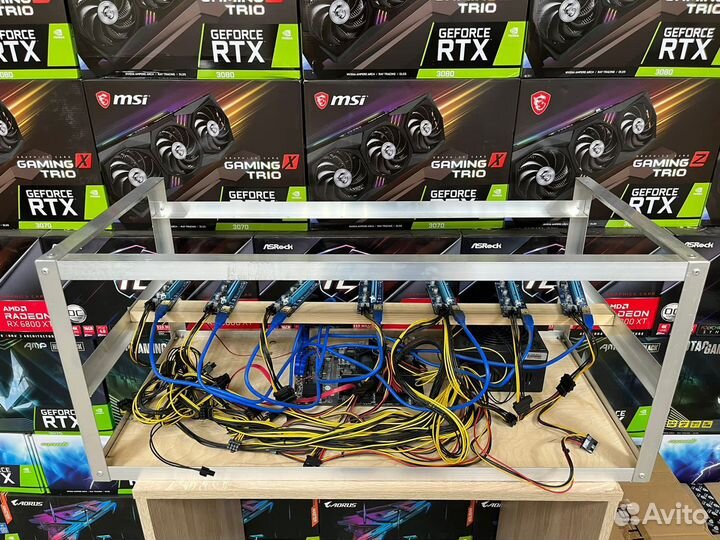 Корпус тушка майнинг риг на 8 видеокарт в сборе