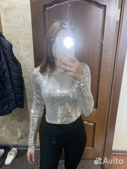 Блузка топ блестящая в пайетках