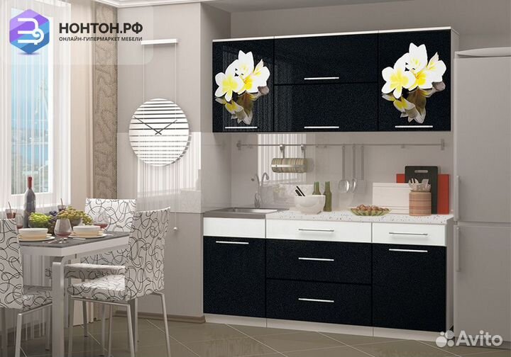Кухня Магнолия 1.8 м черный металлик