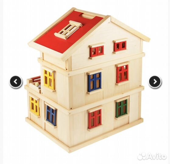 Деревянный Кукольный дом с мебелью и фигурками