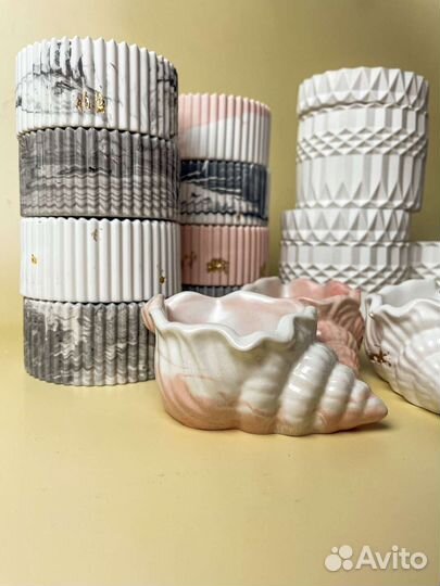 Подсвечник из гипса, банка для свечей