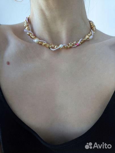 Колье чокер из натуральных камней