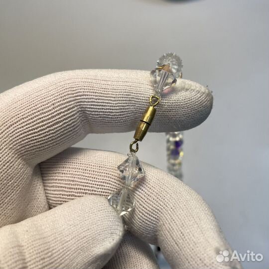 Чешские винтажные бусы, Аврора Бореалис, 66 см