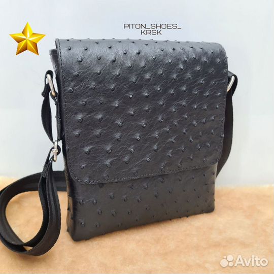 Мужская сумка из натуральной кожи страуса