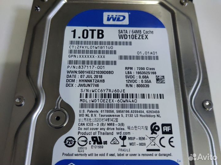 Жесткий диск WD blue 1TB