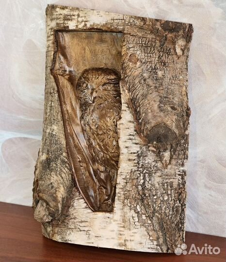 Сова из березы. Размер 27х40 см