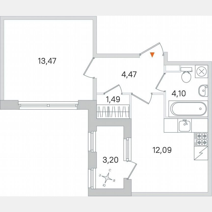 1-к. квартира, 37,2 м², 1/4 эт.