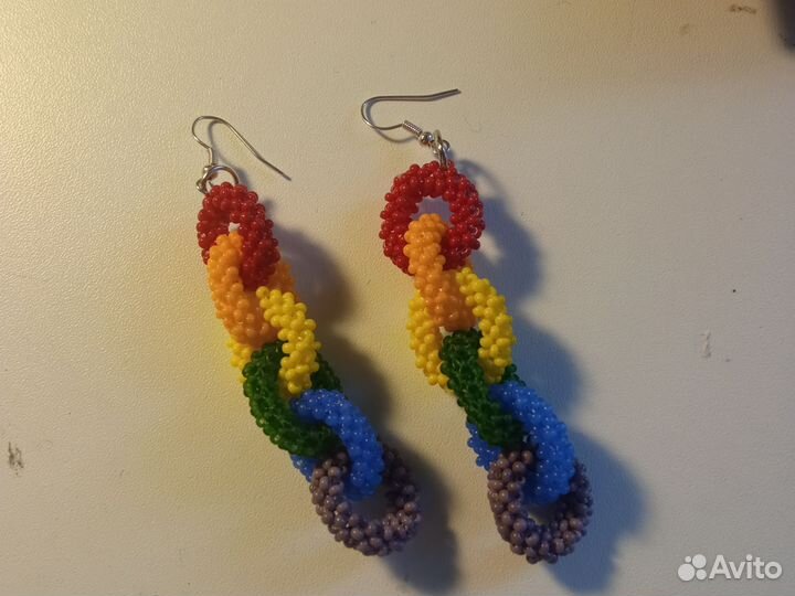 Серьги цепи из бисера