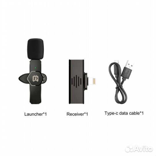 Радио микрофон петличный puluz для Айфон черный