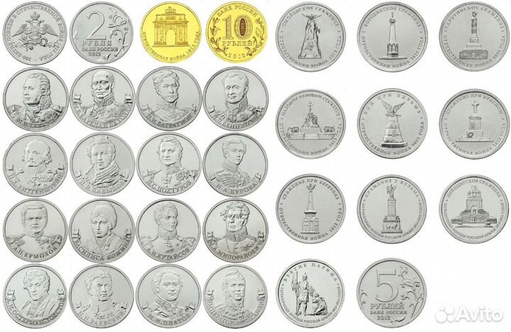 Монеты 1.2.5.10.25 рублей